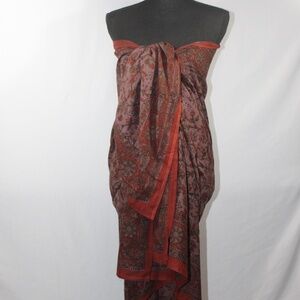 Beautiful Mauve, Bright Rust and Brown India Print Long Sarong